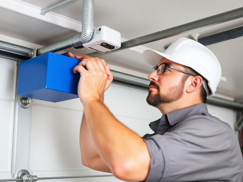 Professional garage door technician performing expert repairs